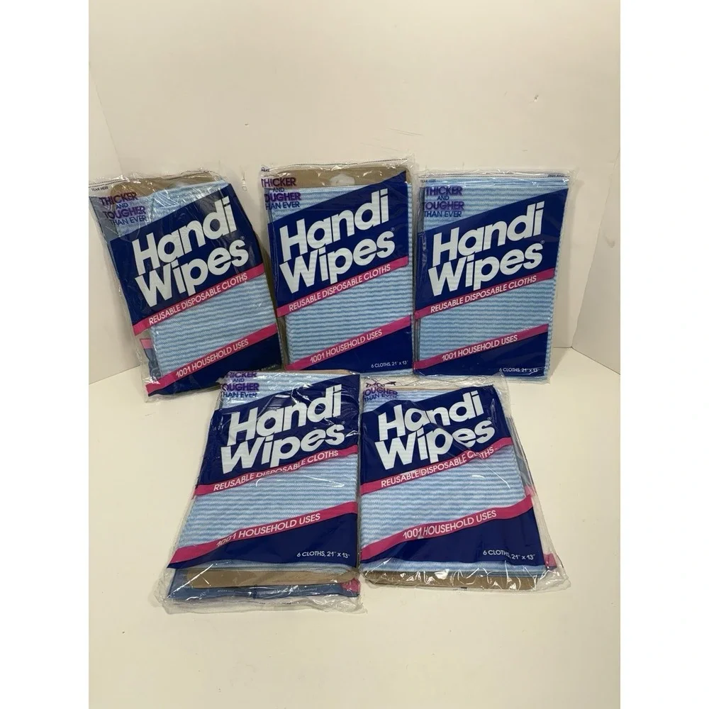 VINTAGE‎ Handi Wipes Reusable Lot of 6 Multi-purpose Cloths Blue 6 Pk Tougher